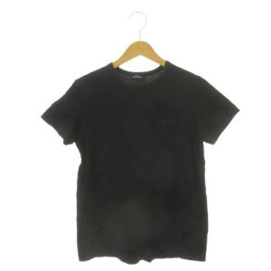 Tシャツ M 黒 ブラック 刺繍 ラウンドネック 半袖 コットン /AH24 GY62