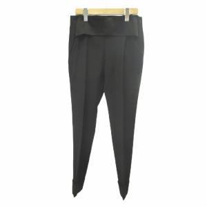 パンツ ウール 34 黒 ブラック 長ズボン 幅広ウエストバンド テーパード /NP GY62