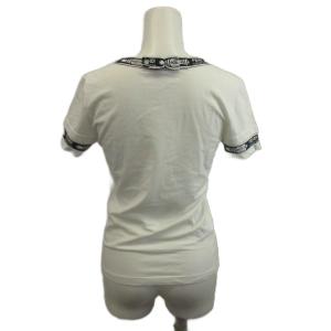 FENDI Tシャツ 38 白 黒 ブラック 半袖 ラウンドネック ロゴプリント /AY GY62
