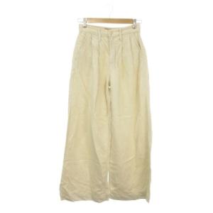 パンツ リネン混 麻 25 ベージュ ワイド タック入り 長丈 3710600335 /AH19 GY57
