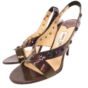 ヒールサンダル エナメル レザー スタッズ 38.5 玉虫色 /JSGY57