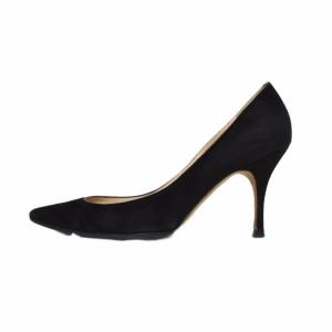 MANOLO BLAHNIK スエード パンプス ハイヒール ポインテッドトゥ 37.5 黒 ブラック GY62