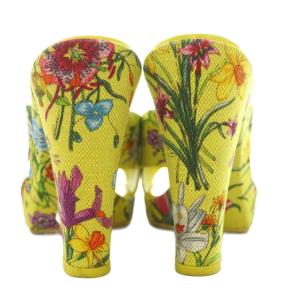 GUCCI サンダル キャンバス チャンキーヒール 花柄 36 黄色 イエロー /BB GY62