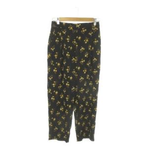 花柄パンツ パンツ 40 黒 ブラック 黄 イエロー 花柄 ワイドテーパード AP01 2013 2823
