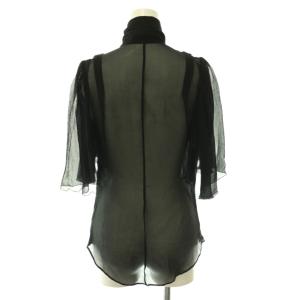 PRADA シルクブラウス シャツ トップス シアー 40 黒 ブラック /CX GY62