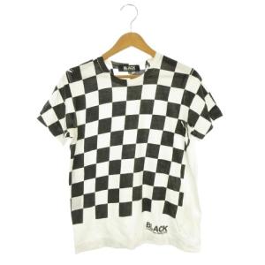 Tシャツ L 白 ホワイト 黒 ブラック チェッカーボード柄 半袖 1C-T012 /AH11 GY62