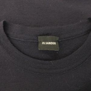 JIL SANDER ニット セーター ウール ステッチ ワンポイント 12 紺 ネイビー クルーネック 長袖 /AH16 GY62