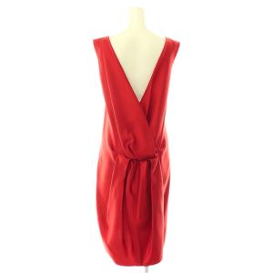 LANVIN シルク ドレス ワンピース ノースリーブ 34 レッド /ES GY62