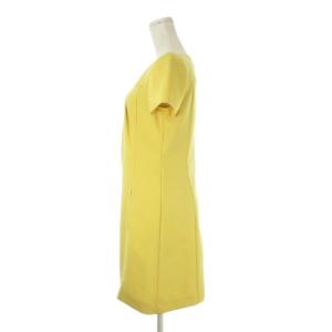 FOXEY NEW YORK ワンピース 38 黄 イエロー ボートネック 半袖 プリーツ 27142-NSOFA238T /CK13