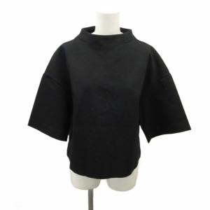 七分袖カットソー  38 黒 ブラック モックネック ドロップショルダー 七分袖 /SH GY62