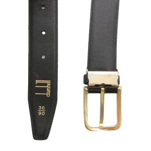 dunhill レザーベルト 36/90 黒 ブラック ピンバックル 本革 dロゴ /SD GY62