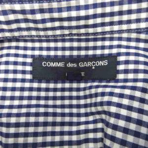 COMME des GARCONS HOMME シャツ M 青 ブルー ギンガムチェック柄 ペンキ加工 半袖 /KK GY62