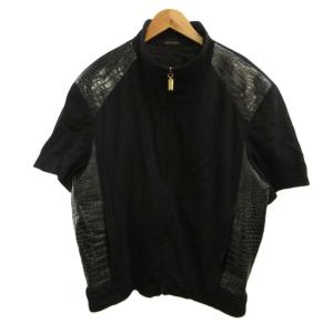 ジャケット カシミヤ 50 ブラック クロコダイル柄