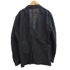 GIORGIO ARMANI テーラードジャケット 上着 麻 リネン 48 ネイビー 紺 無地 ノッチドラペル 長袖 /PP GY62