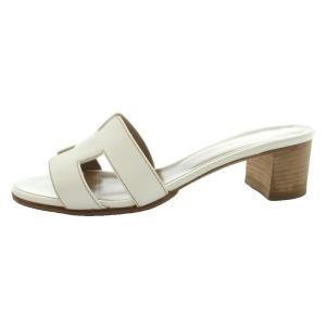 HERMES オアジス サンダル 36.5 ホワイト ベージュ