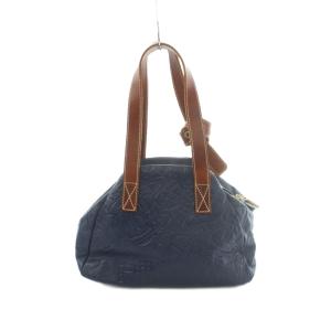 Vivienne Westwood ハンドバッグ レザー エンボス加工 ブルー ブラウン
