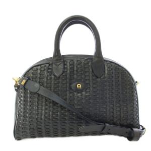 AIGNER エティエンヌ アイグナー Etienne Aigner ハンドバッグ ショルダーバッグ レザー 紺 ネイビー