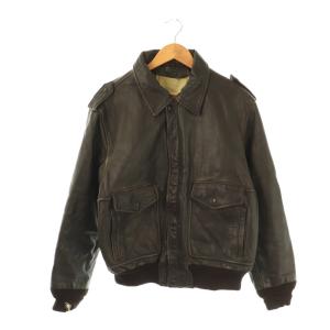 ヴィンテージ A-2 レザージャケット ブルゾン ミリタリー ジップアップ ブラウン /HK GY46