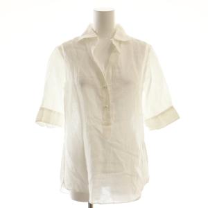 シャツ スキッパー 半袖 麻 リネン 2 白 ホワイト /AT OS GY48