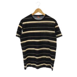 Tシャツ カットソー 半袖 ボーダー コットン M 黒 ベージュ /NR OS GY48