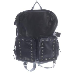 レザー スタッズ ダブルポケット バックパック ブラック