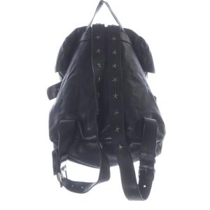 JIMMY CHOO レザー スタッズ ダブルポケット バックパック ブラック