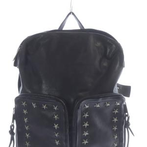JIMMY CHOO レザー スタッズ ダブルポケット バックパック ブラック