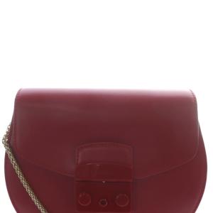 FURLA メトロポリス ミニ クロスボディ ラウンド チェーン ショルダーバッグ ロゴ 赤 レッド /SR GY