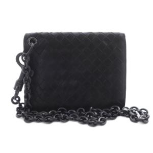 BOTTEGA VENETA イントレチャート チェーンウォレット 二つ折り財布 レザー 茶 ブラウン /SR GY49 OH