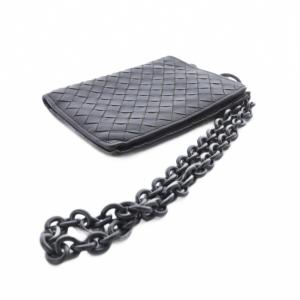 BOTTEGA VENETA イントレチャート チェーンウォレット 二つ折り財布 レザー 茶 ブラウン /SR GY49 OH