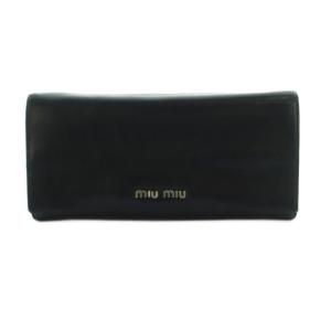 長財布 二つ折り 小銭入れ レザー フラップ 黒 ブラック /MI GY49