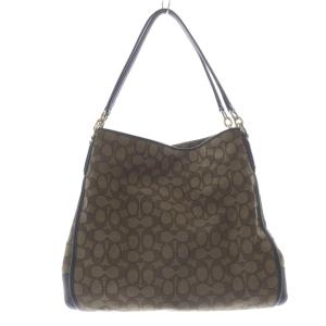 シグネチャー 3つ口 ワンショルダー ハンドバッグ サイドロゴ 茶 ブラウン /SR GY49