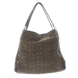 COACH シグネチャー 3つ口 ワンショルダー ハンドバッグ サイドロゴ 茶 ブラウン /SR GY49