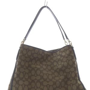 COACH シグネチャー 3つ口 ワンショルダー ハンドバッグ サイドロゴ 茶 ブラウン /SR GY49