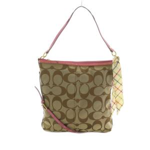 シグネチャー 2WAY ショルダーバッグ トートバッグ ベージュ ピンク F13007 /MI GY49