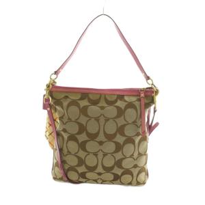 COACH シグネチャー 2WAY ショルダーバッグ トートバッグ ベージュ ピンク F13007 /MI GY49