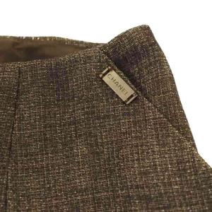 CHANEL 99A ロゴプレート スカート タイト ミモレ ロング 36 茶 ブラウン /AT OS GY49