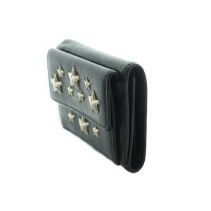 JIMMY CHOO 財布 三つ折り 小銭入れ レザー スタッズ スター 星 黒 ブラック /MI GY49