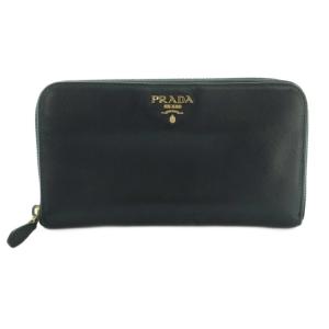 長財布 ラウンドファスナー 小銭入れ レザー ロゴ ブラック 黒 ブラック /MI GY49