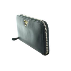 PRADA 長財布 ラウンドファスナー 小銭入れ レザー ロゴ ブラック 黒 ブラック /MI GY49