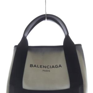 BALENCIAGA ネイビーカバスXS キャンバスバッグ ハンドバッグ 黒 ブラック 白 ホワイト /SR GY49 OH