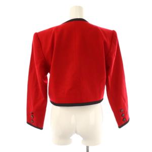 YVES SAINT LAURENT セットアップ ヴィンテージ ショート丈ノーカラージャケット タイトスカート S レッド ブラック /DO
