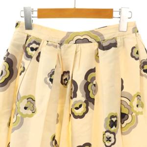 miumiu 花柄 フレアスカート シルク 42 ベージュ マルチカラー /ES GY53