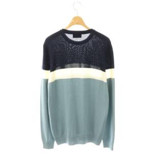 EMPORIO ARMANI ニット セーター ロゴ M ネイビー グレー ホワイト /ES GY53