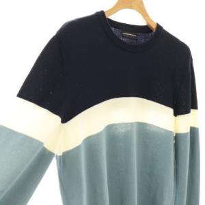 EMPORIO ARMANI ニット セーター ロゴ M ネイビー グレー ホワイト /ES GY53