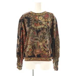 トップス ブラウス 長袖 シルク混 M ブラック マルチカラー /DO GY53