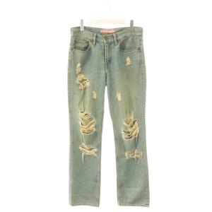 コムデギャルソン 05AW デニムパンツ UN-P008 ジーンズ スリム ダメージ加工 M ライトブルー