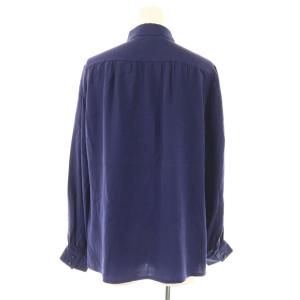 Christian Dior CD総柄 シルク100% ブラウス シャツ 長袖 ボウタイ付き M ネイビー /ES GY53