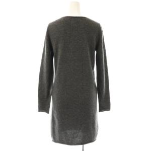 lucien pellat finet ニットセータースカルワンピース 長袖 Vネック カシミヤ100% S グレー /DO GY53