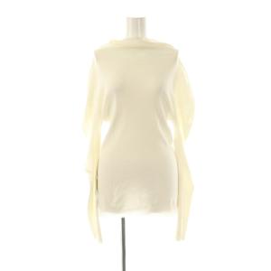 トップス ニット カットソー 長袖 ハイネック 変形 オフホワイト /DO GY53